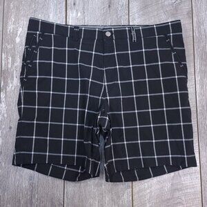 Brax Golf Shorts Mens 38 Black Check Wrinkle Resistant Check Regular Fit